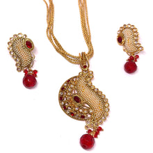 Stunning Pearl Seed With Stones Designed Earring Pendant Necklace Gold Plated Jewelry Set - Necklace Earring Set