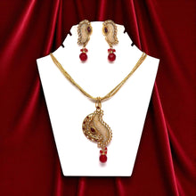Stunning Pearl Seed With Stones Designed Earring Pendant Necklace Gold Plated Jewelry Set - Necklace Earring Set