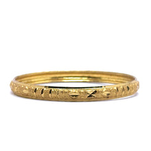 Textured Yellow Gold Plated metal 1 Piece Bangle with Classic Geometric Motifs and Hand-Engraved Detailing - Bracelet