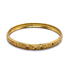 Textured Yellow Gold Plated metal 1 Piece Bangle with Classic Geometric Motifs and Hand-Engraved Detailing - Bracelet