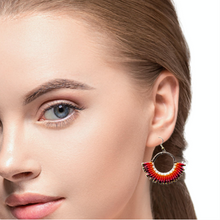 Handmade Earrings Hoop Art of Thread Colorful Jewelry