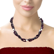 Timeless Handmade Natural Garnet Tube Plain & Agate Round Gemstone Beaded 15.2’’ Necklace Jewelry - Necklace