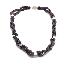 Timeless Handmade Natural Garnet Tube Plain & Agate Round Gemstone Beaded 15.2’’ Necklace Jewelry - Necklace