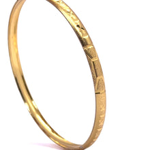 Timeless Yellow Gold Plated Bangle 1 Piece with Deep Engraving Geometric Motifs and Rich Traditional Finish Electro