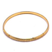 Timeless Yellow Gold Plated Bangle 1 Piece with Deep Engraving Geometric Motifs and Rich Traditional Finish Electro