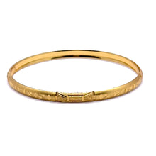Timeless Yellow Gold Plated Bangle 1 Piece with Deep Engraving Geometric Motifs and Rich Traditional Finish Electro