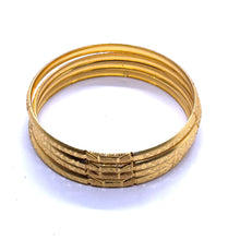 Timeless Yellow Gold Plated Bangle 1 Piece with Deep Engraving Geometric Motifs and Rich Traditional Finish Electro
