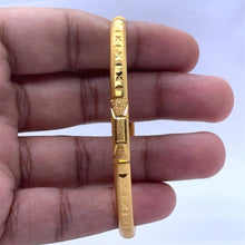 Timeless Yellow Gold Plated Bangle 1 Piece with Deep Engraving Geometric Motifs and Rich Traditional Finish Electro