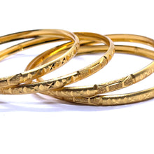 Timeless Yellow Gold Plated Bangle 1 Piece with Deep Engraving Geometric Motifs and Rich Traditional Finish Electro