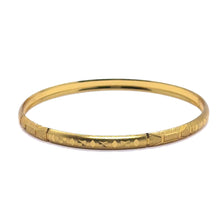 Timeless Yellow Gold Plated Bangle 1 Piece with Deep Engraving Geometric Motifs and Rich Traditional Finish Electro