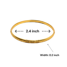Timeless Yellow Gold Plated Bangle 1 Piece with Deep Engraving Geometric Motifs and Rich Traditional Finish Electro