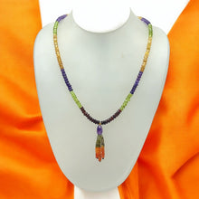 Green Tourmaline Natural, Citrine, Spessartite, Carnelian, Peridot, and Amethyst Necklace