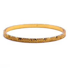 Traditional Gold Bangle Yellow Gold Plating 1 Piece Engraved Segments and Geometric-Inspired Motifs Electro Gold Plated