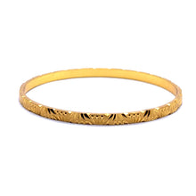 Traditional Gold Bangle Yellow Gold Plating 1 Piece Engraved Segments and Geometric-Inspired Motifs Electro Gold Plated