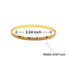 Traditional Gold Bangle Yellow Gold Plating 1 Piece Engraved Segments and Geometric-Inspired Motifs Electro Gold Plated