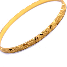 Traditional Gold Bangle Yellow Gold Plating 1 Piece Engraved Segments and Geometric-Inspired Motifs Electro Gold Plated