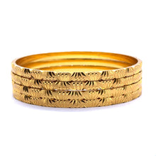 Traditional Gold Bangle Yellow Gold Plating 1 Piece Engraved Segments and Geometric-Inspired Motifs Electro Gold Plated