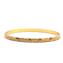 Traditional Gold Bangle Yellow Gold Plating 1 Piece Engraved Segments and Geometric-Inspired Motifs Electro Gold Plated