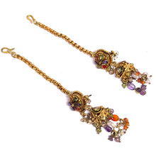 Traditional Indian Royal Choker Necklace with Jhumka & Ear Chain Earring Gold Plated Jewelry Set - Necklace Earring Set