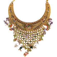 Traditional Indian Royal Choker Necklace with Jhumka & Ear Chain Earring Gold Plated Jewelry Set - Necklace Earring Set