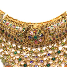 Traditional Indian Royal Choker Necklace with Jhumka & Ear Chain Earring Gold Plated Jewelry Set - Necklace Earring Set