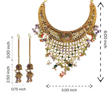 Traditional Indian Royal Choker Necklace with Jhumka & Ear Chain Earring Gold Plated Jewelry Set - Necklace Earring Set