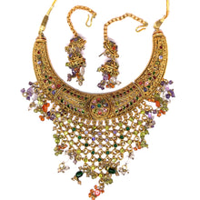 Traditional Indian Royal Choker Necklace with Jhumka & Ear Chain Earring Gold Plated Jewelry Set - Necklace Earring Set