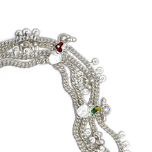Traditional Multi-Layered German Silver Sound Bell Payal Anklet Set with Colorful Hearts and Engraved Motifs - Anklet