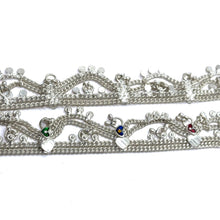 Traditional Multi-Layered German Silver Sound Bell Payal Anklet Set with Colorful Hearts and Engraved Motifs - Anklet