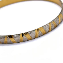 Traditional White Yellow Gold Plated metal 1 Piece Bangle with Engraved Segments and Intricate Geometric Motifs