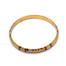 Traditional Yellow Gold Plated metal 1 Piece Bangle with Intricate Engraving and Symmetrical Geometric Textures