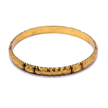 Traditional Yellow Gold Plated metal 1 Piece Bangle with Intricate Engraving and Symmetrical Geometric Textures