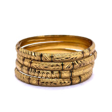 Traditional Yellow Gold Plated metal 1 Piece Bangle with Intricate Engraving and Symmetrical Geometric Textures