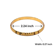 Traditional Yellow Gold Plated metal 1 Piece Bangle with Intricate Engraving and Symmetrical Geometric Textures