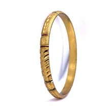 Traditional Yellow Gold Plated metal 1 Piece Bangle with Intricate Engraving and Symmetrical Geometric Textures