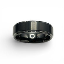 Tungsten Band Center Raised Black Brushed Matte Finish Band Durable Scratch Resistant Unisex Wedding Ring - Ring