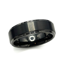 Tungsten Band Center Raised Black Brushed Matte Finish Band Durable Scratch Resistant Unisex Wedding Ring - Ring
