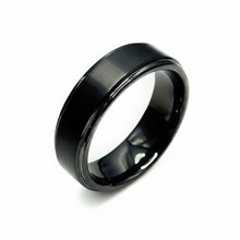 Tungsten Band Center Raised Black Brushed Matte Finish Band Durable Scratch Resistant Unisex Wedding Ring - Ring