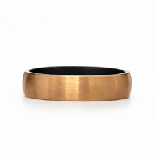 Tungsten Band Domed Satin Finish Brushed Rose Gold Plated Black Ring Durable Scratch Resistant Unisex Wedding Band