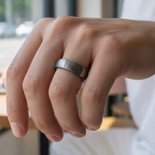Tungsten Ring Domed With Blue Inlay & Silver Brushed Finish Band