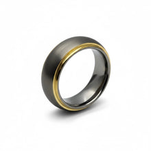 Tungsten Band Raised Center Silver Brushed Matte Finish And Gold Edges Band Durable Scratch Resistant Unisex Wedding