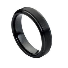 Tungsten Ring 2mm Center Raised Black Brushed Matte Finish Band