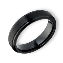 Tungsten Ring 2mm Center Raised Black Brushed Matte Finish Band
