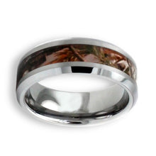 Tungsten Ring Beveled Edges Camouflage Inlay Hunting Pattern Finished 8mm Band