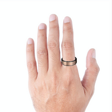 Tungsten Ring Black Duo Tone With Rose Gold Hammered Finish Top Band
