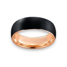 Tungsten Ring Brushed Matte Finish With Inside Rose Gold Dome Edge Band