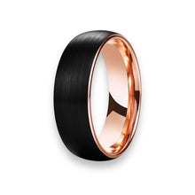 Tungsten Ring Brushed Matte Finish With Inside Rose Gold Dome Edge Band