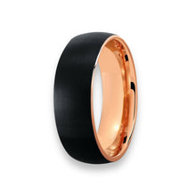 Tungsten Ring Brushed Matte Finish With Inside Rose Gold Dome Edge Band