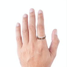 Tungsten Ring Domed Wood Inlay Silver Polished Beveled Edges Band