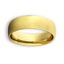 Tungsten Ring Domed Yellow Gold Plated Glossy Finish Band